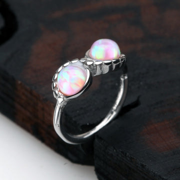 Fire Opal Infinity Bendable Twist Loop Ring-Pink
